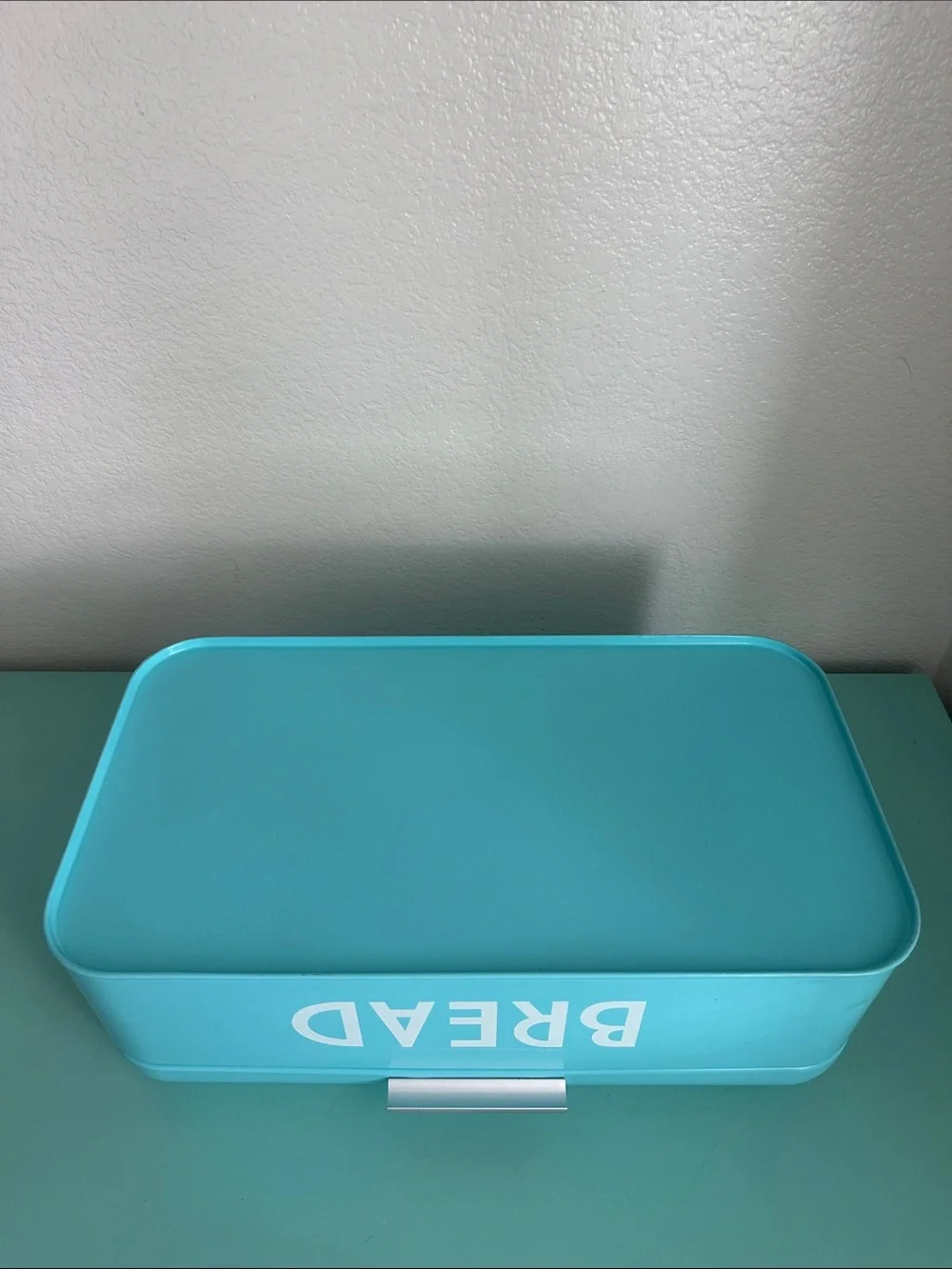 Home Basic-retro metal turquoise bread box storage for kitchen countertop-used